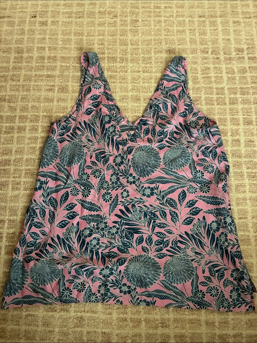 J.Crew X Abigail Borg silk tank top botanical print
